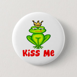 Badge Rond 5 Cm Embrassez-moi grenouille
