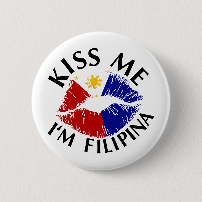 Badge Rond 5 Cm Embrassez-moi que je suis Philippine (Devant)