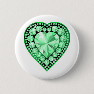 Badge Rond 5 Cm Emerald Gem Heart