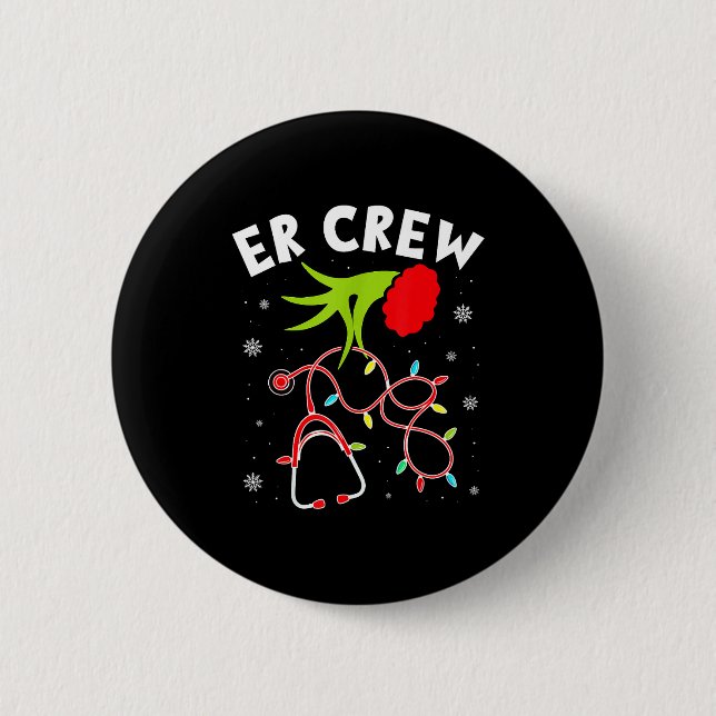 Badge Rond 5 Cm Emergency Room Christmas Er Crew Nurse Xmas Holida (Devant)