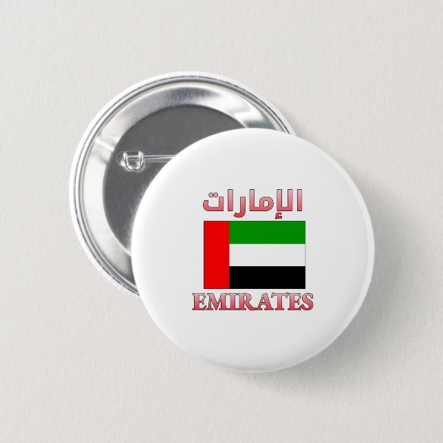 Badge Rond 5 Cm Emirates Drapeau des Émirats Arabes Unis et anglai (Devant & derrière)