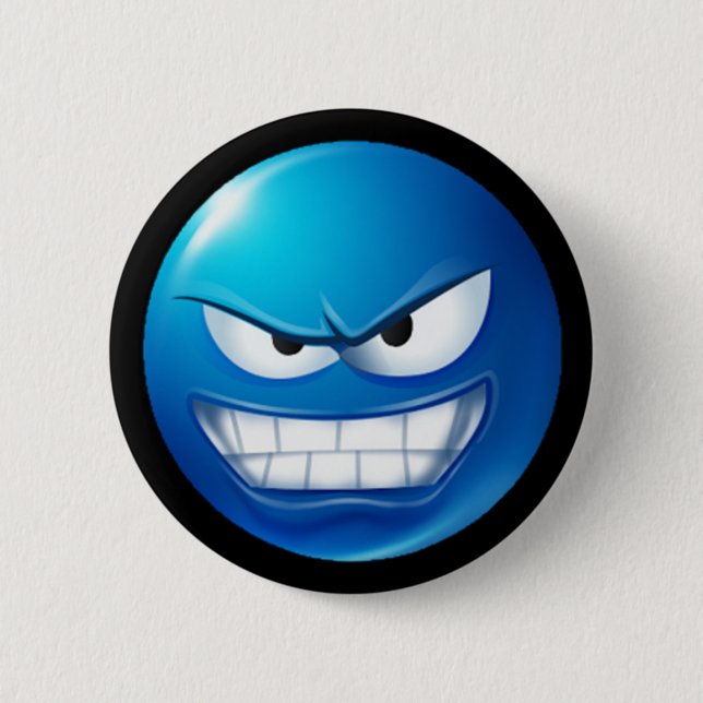 Badge Rond 5 Cm emoji bleu de meanie (Devant)