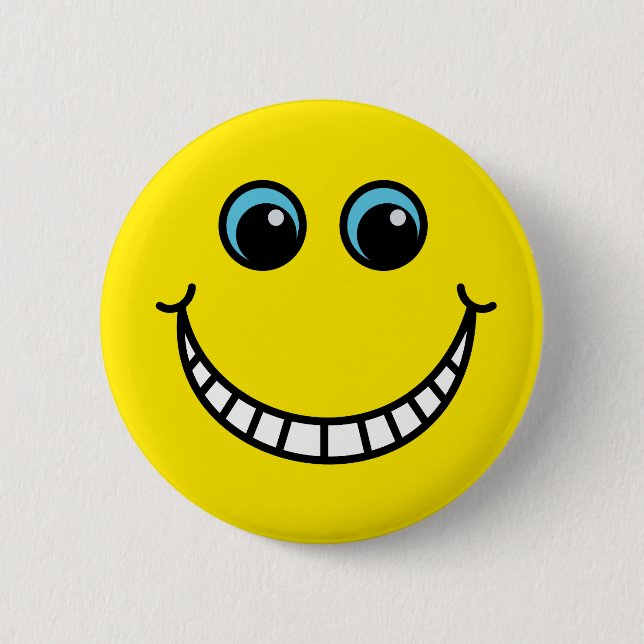Badge Rond 5 Cm Emoji de grimacerie jaune font face (Devant)