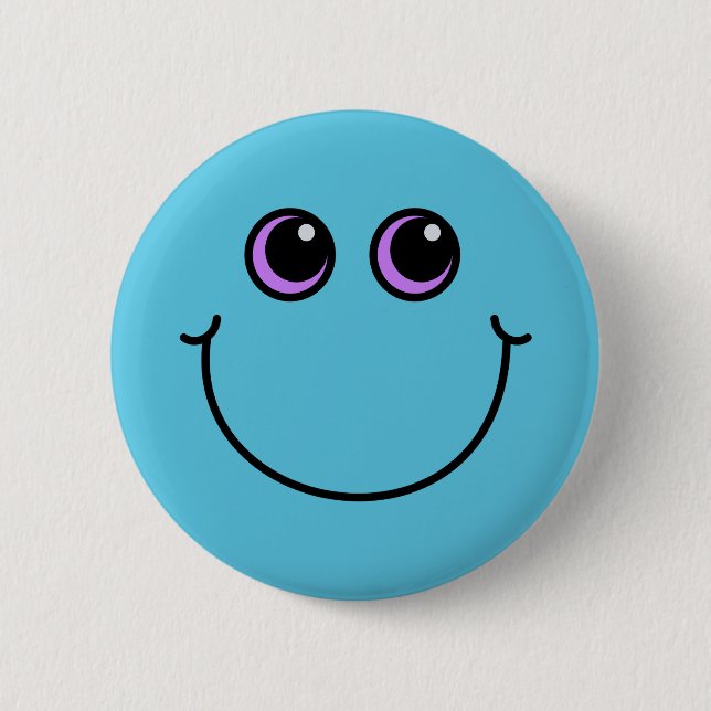 Badge Rond 5 Cm Emoji de sourire bleu font face (Devant)