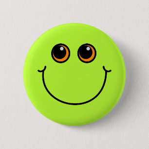 Badge Rond 5 Cm Emoji de sourire vert font face