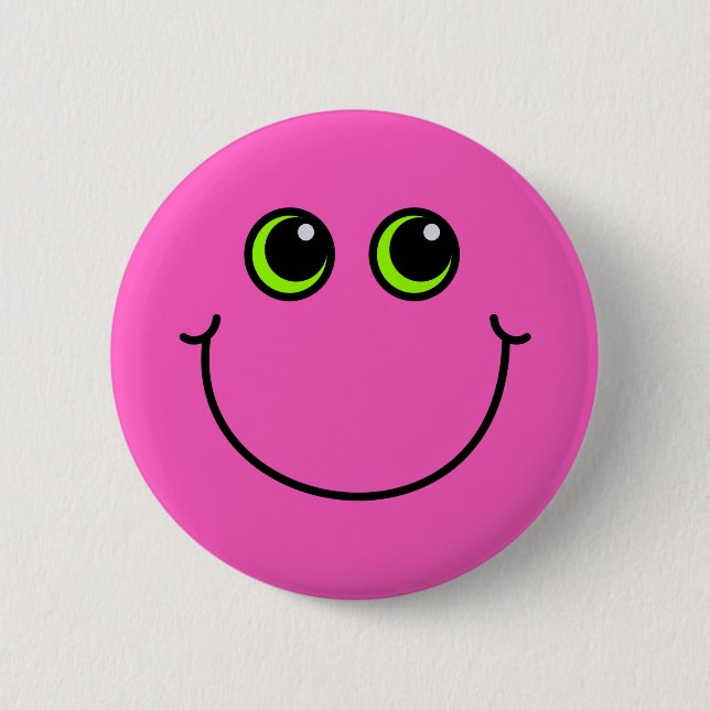 Badge Rond 5 Cm Emoji heureux rose font face (Devant)