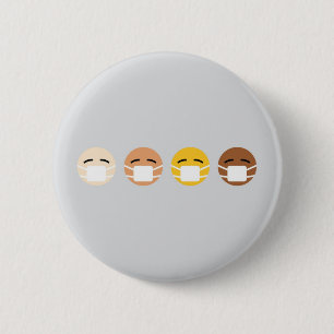Badge Rond 5 Cm Emoji Masqué Visages Masque Haut COVID