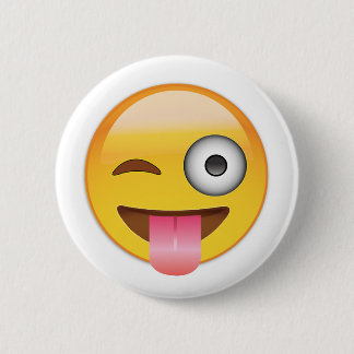 Badge Rond 5 Cm Emoji - visage avec la langue