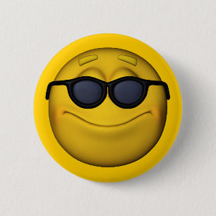 Badge Rond 5 Cm Emoticon avec lunettes de soleil