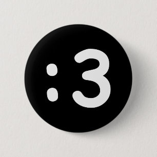 Badge Rond 5 Cm Emoticon face chat : 3 boutons