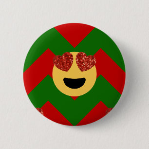 Badge Rond 5 Cm émoticône de coeur de noël