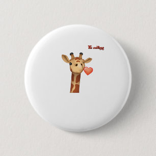 Badge Rond 5 Cm émoticône éjaculation coeur embrasser visage giraf