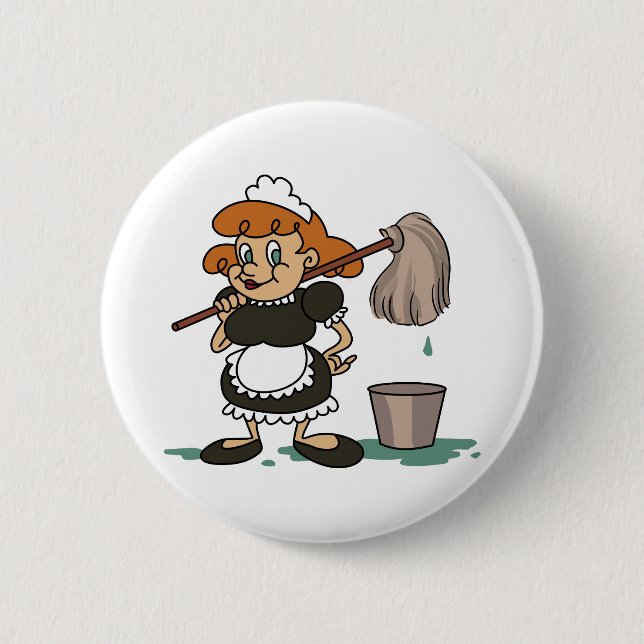 Badge Rond 5 Cm Employé de ménage (Devant)