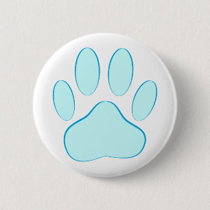 Badge Rond 5 Cm Empreinte de chien bleu bébé