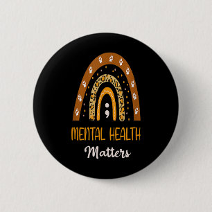 Badge Rond 5 Cm Empreinte de léopard Boho Rainbow Pour Mental Heal