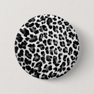 Badge Rond 5 Cm Empreinte de léopard noir et blanc