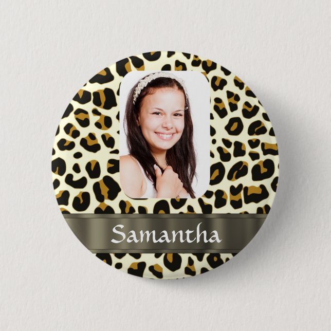 Badge Rond 5 Cm Empreinte de léopard personnalisé (Devant)