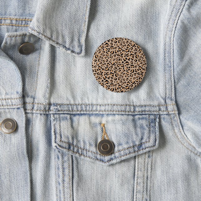 Badge Rond 5 Cm Empreinte de léopard, Spots de léopard, Leopard Br (En situation)