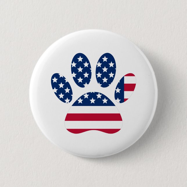 Badge Rond 5 Cm EMPREINTE DE PATTE américain du Drapeau (Devant)