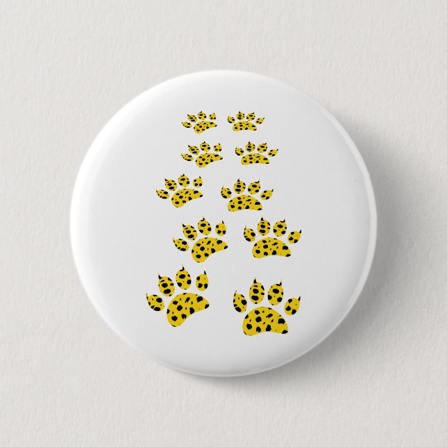 Badge Rond 5 Cm Empreinte de patte Cheetah (Devant)