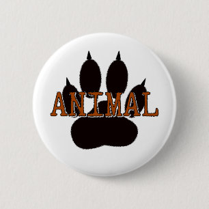 Badge Rond 5 Cm Empreinte de patte d'animal noir