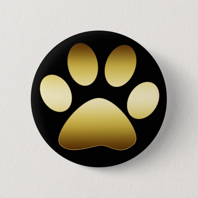 BADGE ROND 5 CM EMPREINTE DE PATTE D'OR (Devant)