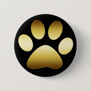 BADGE ROND 5 CM EMPREINTE DE PATTE D'OR