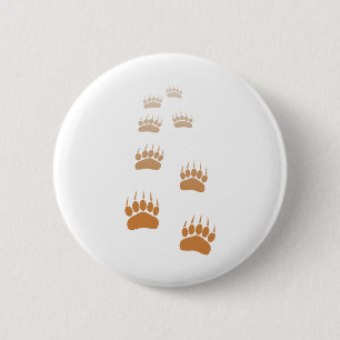 Badge Rond 5 Cm Empreinte de patte d'ours grizzli dégradé