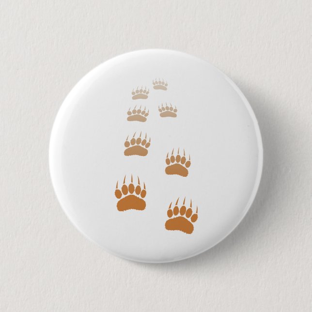 Badge Rond 5 Cm Empreinte de patte d'ours grizzli dégradé (Devant)