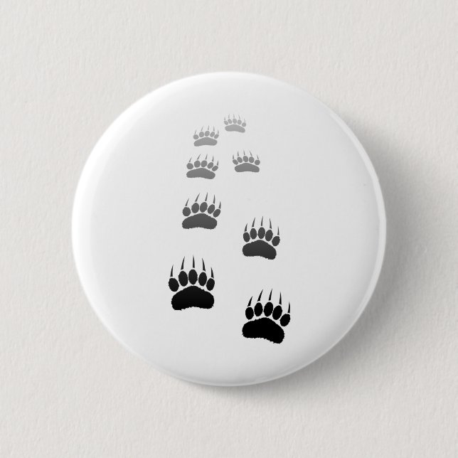 Badge Rond 5 Cm Empreinte de patte d'ours noir dégradant (Devant)