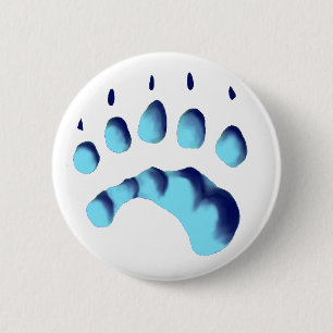 Badge Rond 5 Cm Empreinte de patte d'ours polaire