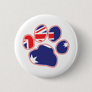 Badge Rond 5 Cm Empreinte de patte du drapeau australien
