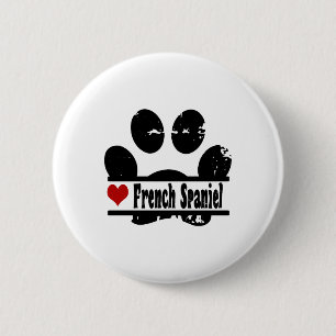Badge Rond 5 Cm Empreinte de patte français espagnol chien