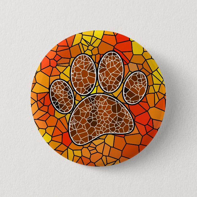 Badge Rond 5 Cm Empreinte de patte Mosaic Art Dog (Devant)