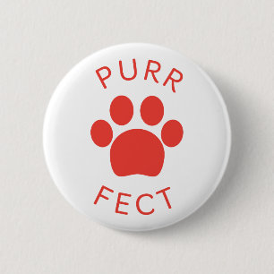 Badge Rond 5 Cm Empreinte de patte Parfait Rouge Parfait Chat