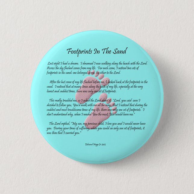 Badge Rond 5 Cm Empreintes de pas dans le sable (Devant)