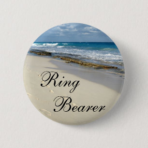 Badge Rond 5 Cm empreintes de pas dans les boutons de sable