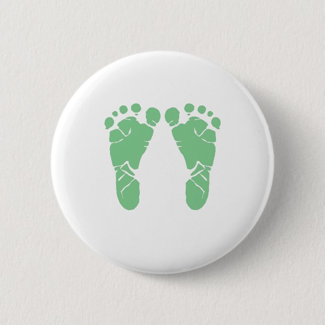 Badge Rond 5 Cm Empreintes de pas vertes de bébé (Devant)
