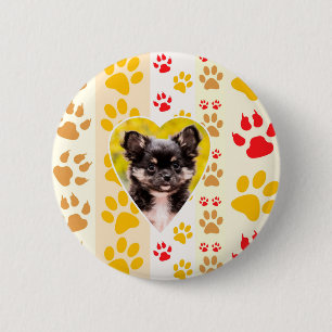 Badge Rond 5 Cm Empreintes de pattes cardiaques du Chihuahua