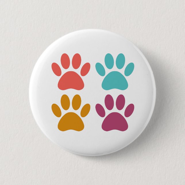 Badge Rond 5 Cm Empreintes de pattes de chiens cool (Devant)