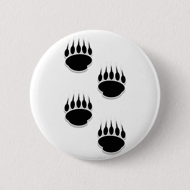 Badge Rond 5 Cm Empreintes de pattes de l'ours noir (Devant)
