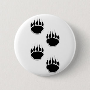 Badge Rond 5 Cm Empreintes de pattes de l'ours noir