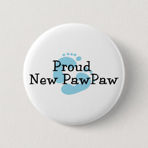 Badge Rond 5 Cm Empreintes de pieds de bébé garçon fier nouveau pa