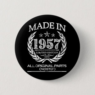 Badge Rond 5 Cm En 1957 soixantième bouton drôle fait