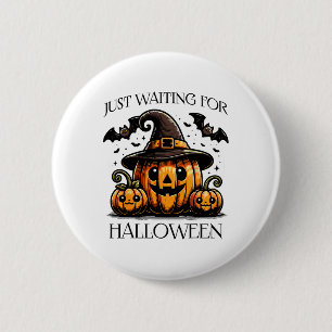 Badge Rond 5 Cm En attente du Citrouille Éffrayant d'Halloween