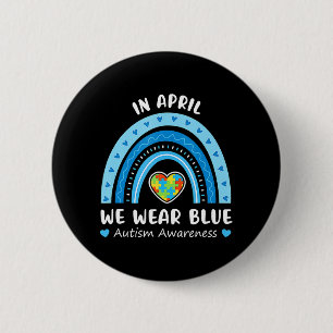 Badge Rond 5 Cm En Avril Nous Portons Blue Rainbow Sensibilisation
