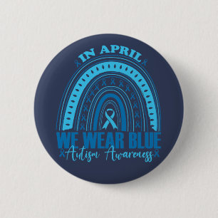 Badge Rond 5 Cm En avril nous portons le bleu Mois de la sensibili