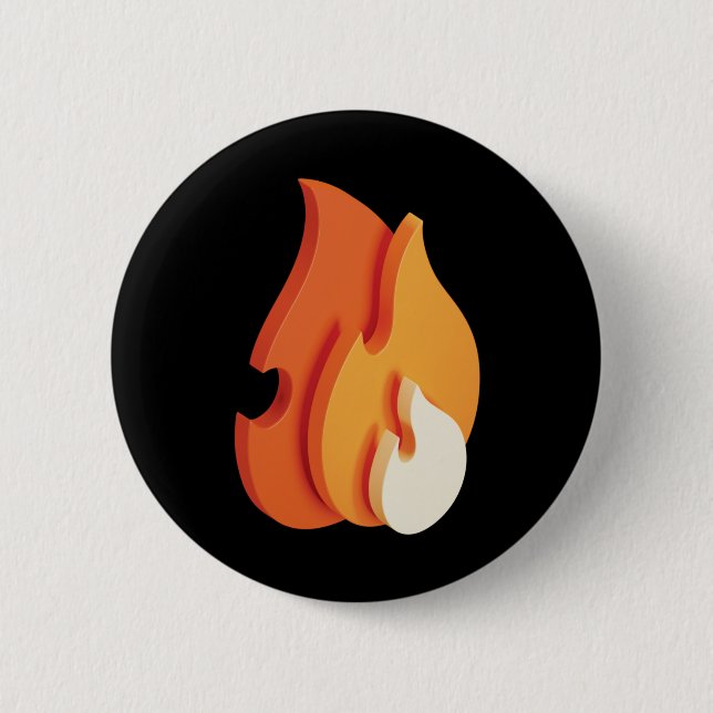 Badge Rond 5 Cm En feu (Icône Flames 3D) (Devant)