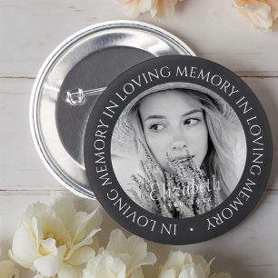 Badge Rond 5 Cm En Mémoire d'amour Simple Photo personnalisée mode