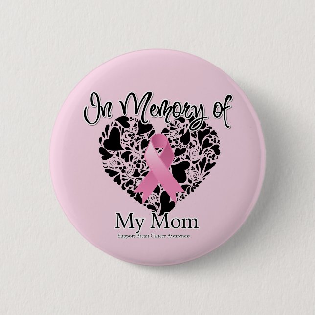 Badge Rond 5 Cm En mémoire de ma mère - Sensibilisation au cancer  (Devant)